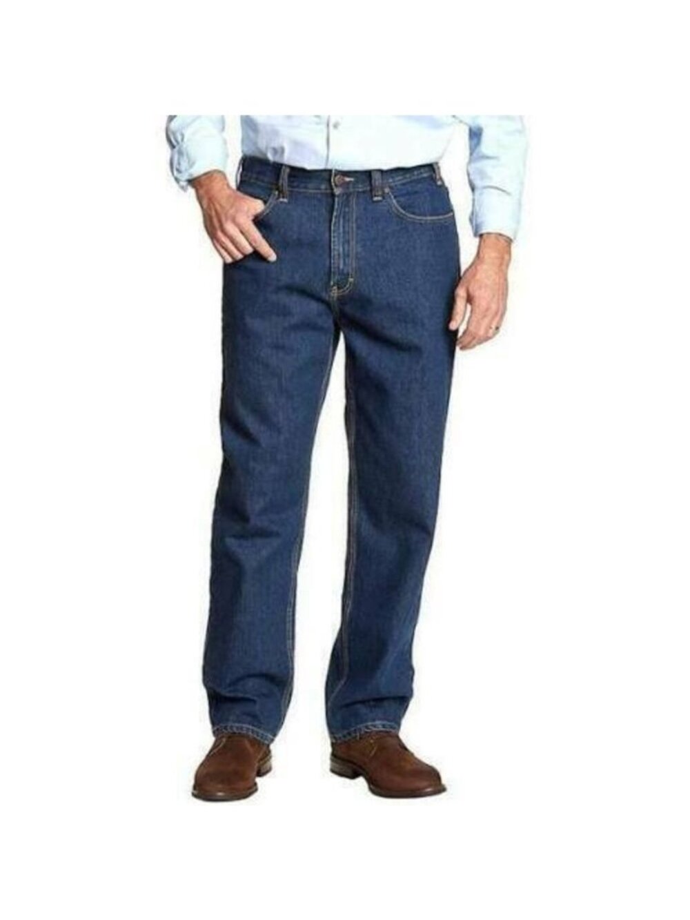 Kirkland Signature Men's Denim Blue Jeans Relaxed Fit YKK Zipper 38x32 NWT